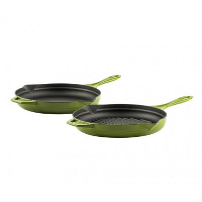 Jogo de panelas de ferro fundido de 2 Partes Hosse, Bamboo - Jogo de panelas de ferro fundido