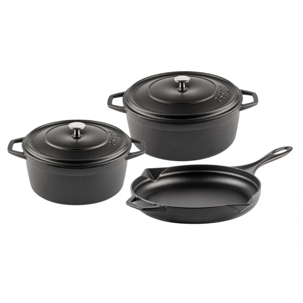 Jogo de panelas de ferro fundido de 3 partes Hosse, Black Onyx