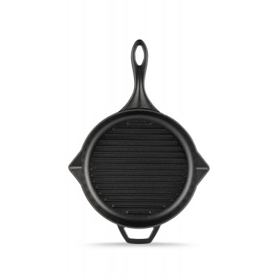 Frigideira de grelha em ferro fundido esmaltada Hosse, Black Onyx, Ф24cm - Frigideira de grelha em ferro fundido