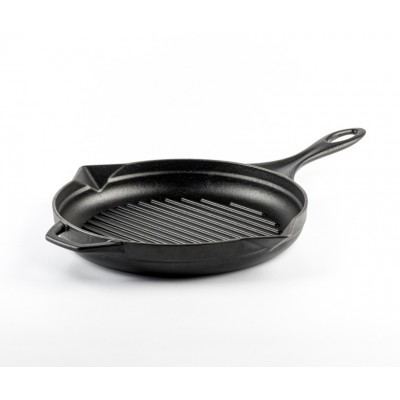 Frigideira de grelha em ferro fundido esmaltada Hosse, Black Onyx, Ф24cm - Frigideira de grelha em ferro fundido
