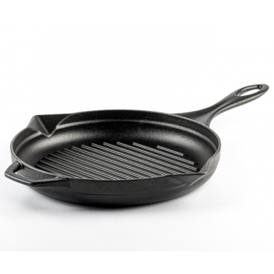 Frigideira de grelha em ferro fundido esmaltada Hosse, Black Onyx, Ф28cm - Frigideira de grelha em ferro fundido