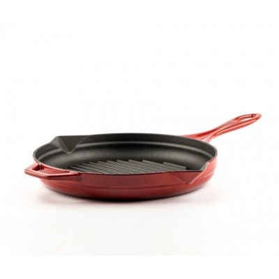 Frigideira de grelha em ferro fundido esmaltada Hosse, Rubin, Ф24cm - Frigideira de grelha em ferro fundido