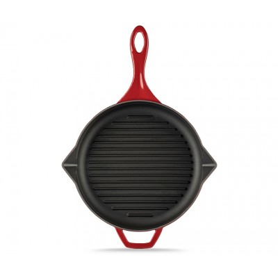 Frigideira de grelha em ferro fundido esmaltada Hosse, Rubin, Ф28cm - Frigideira de grelha em ferro fundido