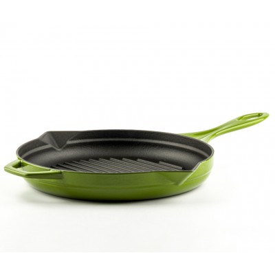 Frigideira de grelha em ferro fundido esmaltada Hosse, Bamboo, Ф28cm - Frigideira de grelha em ferro fundido