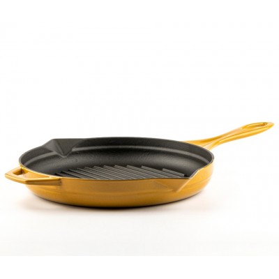 Frigideira de grelha em ferro fundido esmaltada Hosse, Dijon, Ф28cm - Frigideira de grelha em ferro fundido