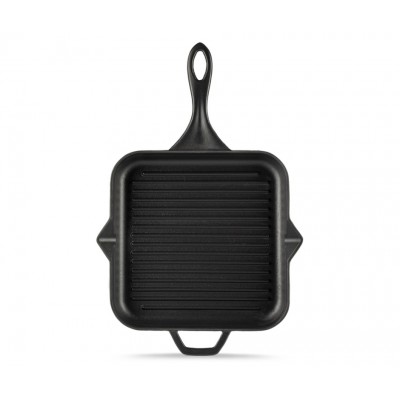 Frigideira de grelha em ferro fundido esmaltada Hosse, Black Onyx, 28x28cm - Frigideira de grelha em ferro fundido