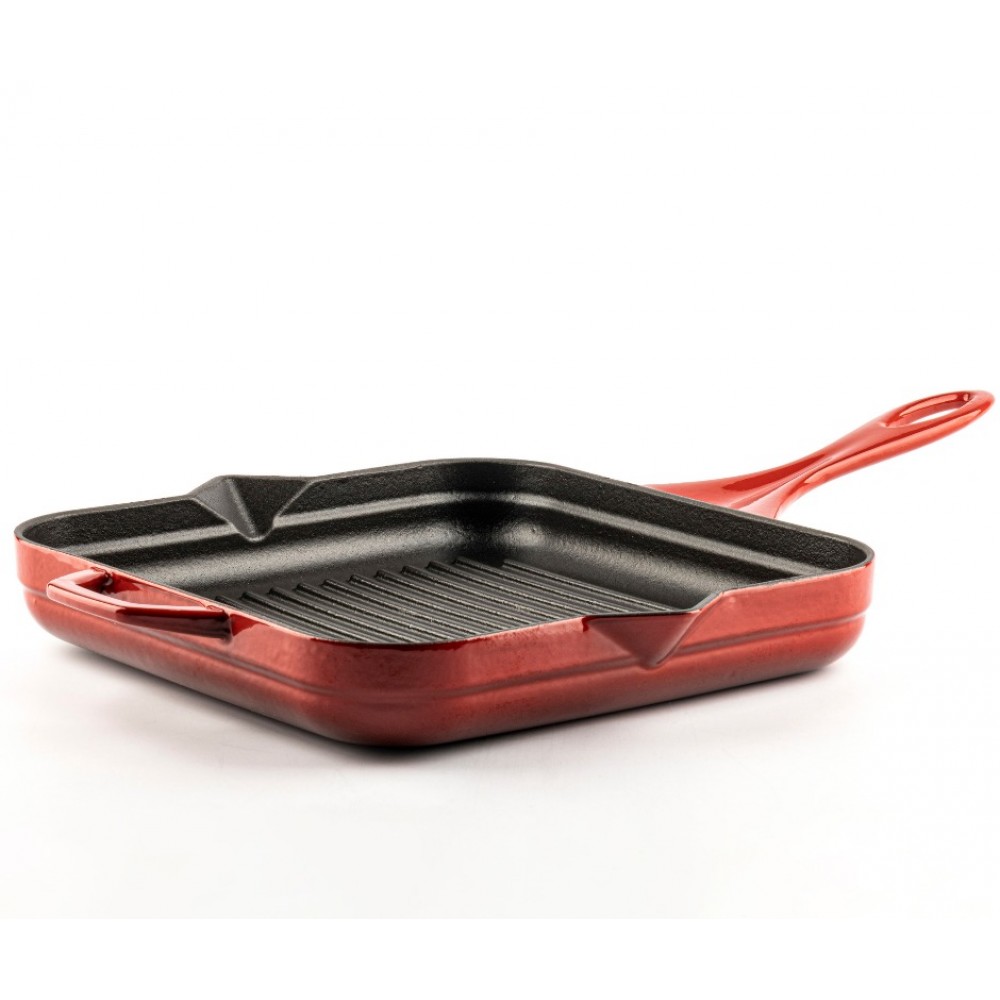 Frigideira de grelha em ferro fundido esmaltada Hosse, Rubin, 28x28cm
