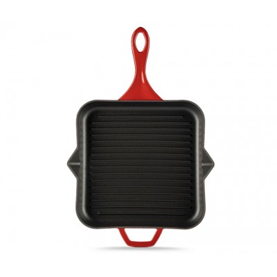 Frigideira de grelha em ferro fundido esmaltada Hosse, Rubin, 28x28cm - Frigideira de grelha em ferro fundido