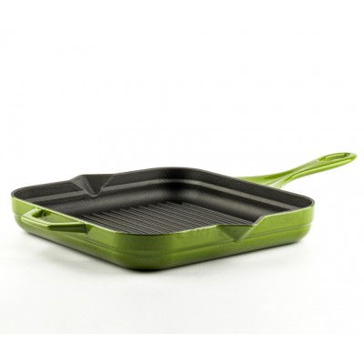Frigideira de grelha em ferro fundido esmaltada Hosse, Bamboo, 28x28cm - Frigideira de grelha em ferro fundido