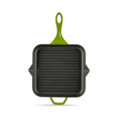 Frigideira de grelha em ferro fundido esmaltada Hosse, Bamboo, 28x28cm - Frigideira de grelha em ferro fundido