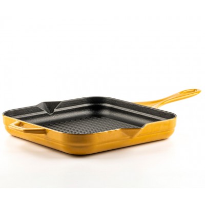 Frigideira de grelha em ferro fundido esmaltada Hosse, Dijon, 28x28cm - Frigideira de grelha em ferro fundido