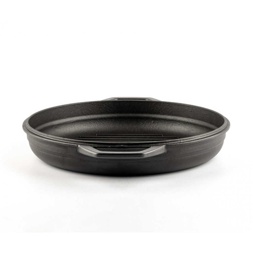 Frigideira de grelha em ferro fundido esmaltada Hosse, Black Onyx, Ф22cm | Frigideira de ferro fundido plana | Frigideira de ferro fundido |