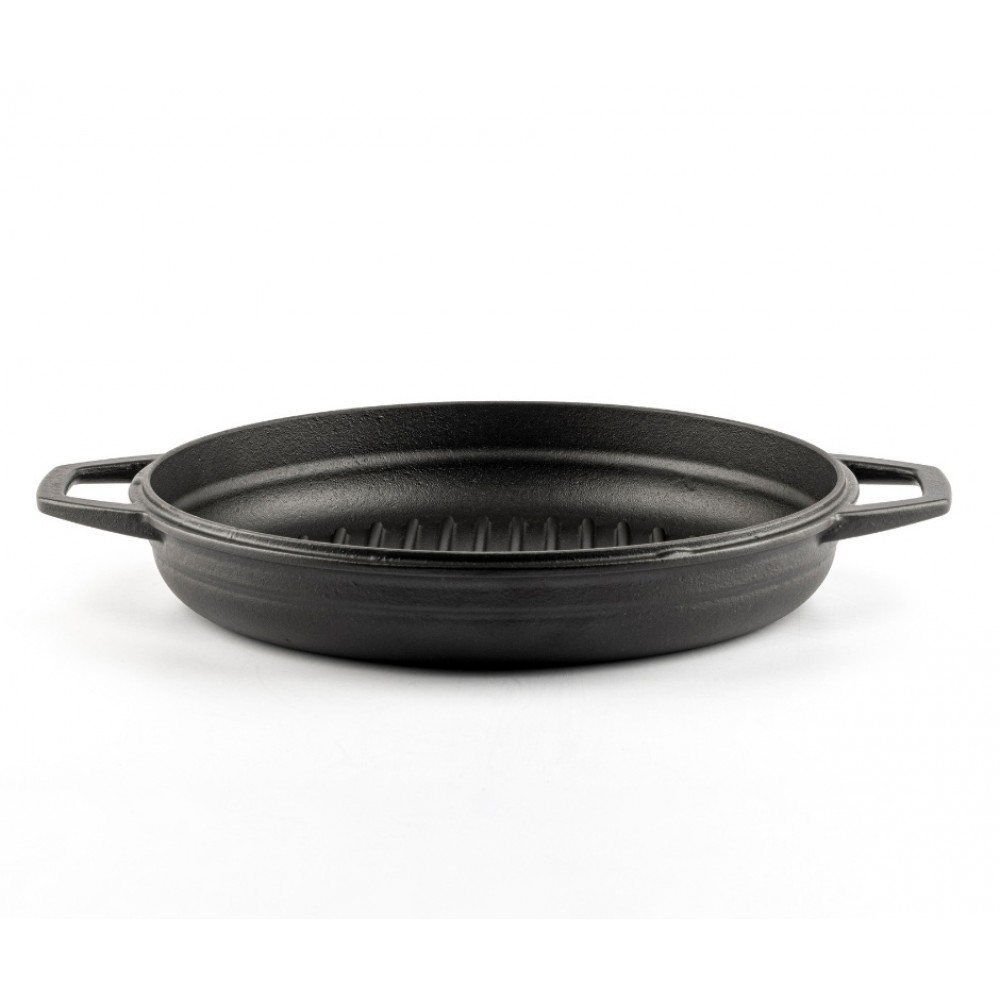 Frigideira de grelha em ferro fundido esmaltada Hosse, Black Onyx, Ф22cm | Frigideira de ferro fundido plana | Frigideira de ferro fundido |