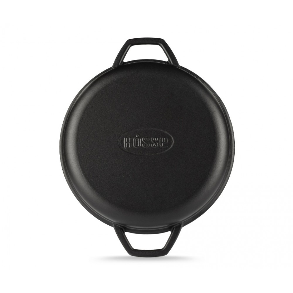 Frigideira de grelha em ferro fundido esmaltada Hosse, Black Onyx, Ф22cm | Frigideira de ferro fundido plana | Frigideira de ferro fundido |