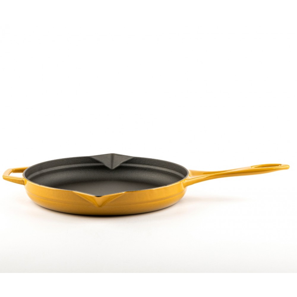 Frigideira de ferro fundido esmaltada Hosse, Dijon, Ф28cm | Frigideira de ferro fundido plana | Frigideira de ferro fundido |