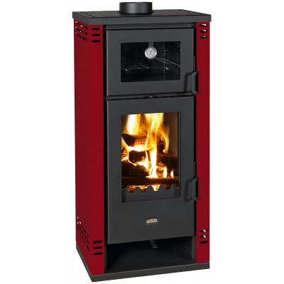 Fogão a lenha com forno Prity K2 GT F Vermelho, 8,1 kW - Salamandras a lenha