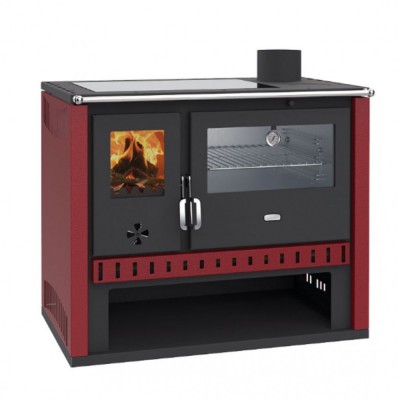 Fogão a lenha Prity GT Red, com forno de aço inoxidável e placa vitrocerâmica, 15 kW - Produtos para comparar