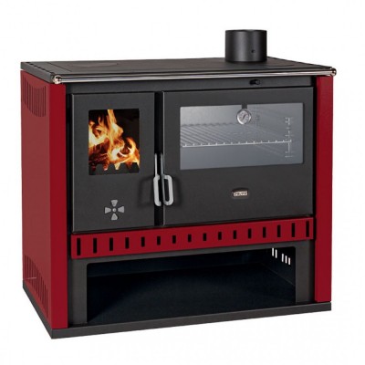 Fogão a lenha Prity GT Vermelho, com forno de aço inoxidável, 15 kW - Produtos para comparar
