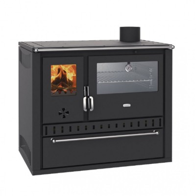 Fogão a lenha com caldeira traseira Prity GT W10, com forno de aço inoxidável, placa de aço e gaveta, 13,3 kW - Produtos para comparar