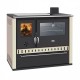 Fogão a lenha com caldeira traseira Prity GT W10 Ivory, com forno em aço inoxidável, placa de vitrocerâmica e gaveta, 9.6kW |  |  |