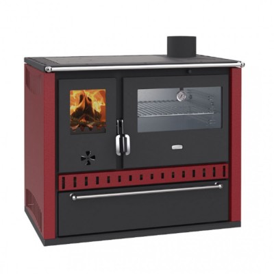 Fogão a lenha com caldeira traseira Prity GT W10 Vermelho, com forno de aço inoxidável, placa de aço e gaveta, 13,3 kW - Produtos para comparar