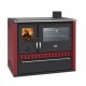 Fogão a lenha com caldeira traseira Prity GT W10 Vermelho, com forno de aço inoxidável, placa de aço e gaveta, 13,3 kW |  |  |