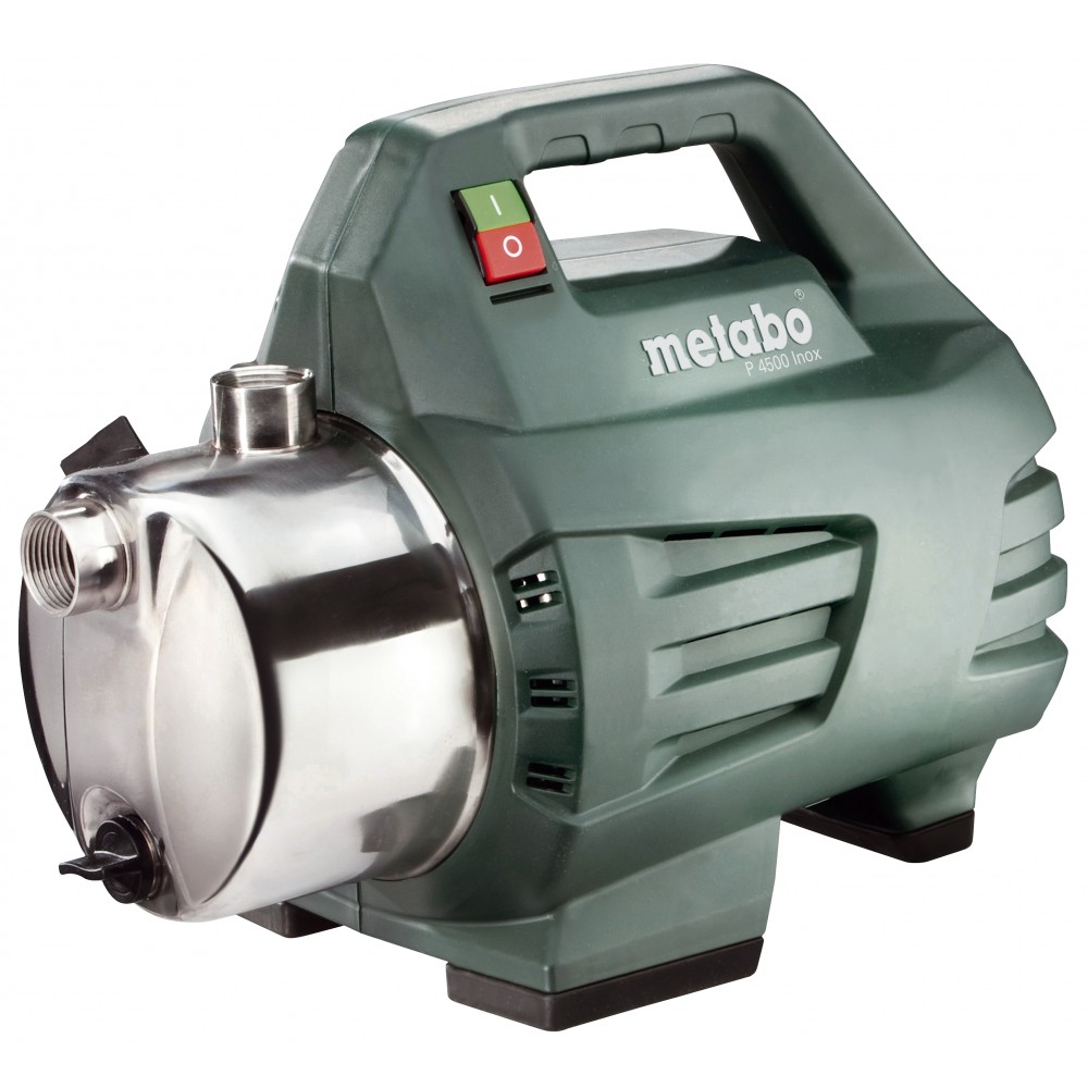 Bomba de jardim para água limpa Metabo P 4500 INOX, 1", potência 1300 W, fluxo 75 l/min (4500 l/h), altura manométrica 48 m