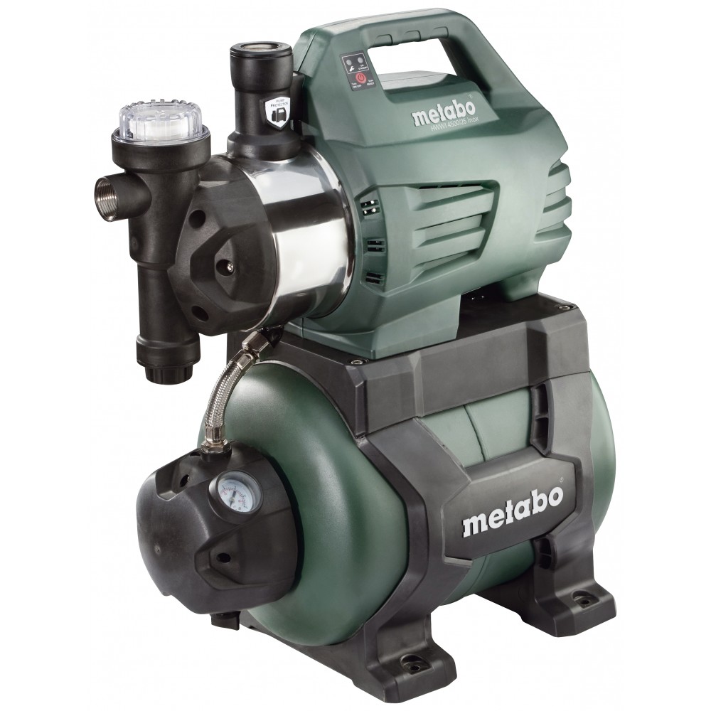 Bomba hidróforo monofásica METABO HWWI 4500/25 Inox, potência 1300 W, vazão 4500 l/h, altura manométrica 48 m, capacidade do tanque 24 L | Bombas de jardim | Bombas de água |