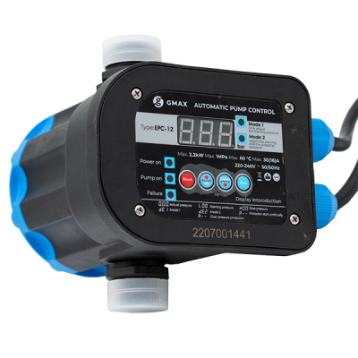 Controlo de pressão EPC-12 com visor digital e limites ajustáveis Gmax – tamanho 1", potência 2,2 kW, frequência 50–60 Hz, tensão 220–240 V - Bombas de água
