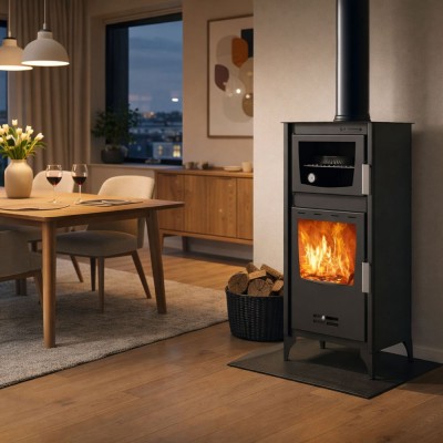 Salamandra a lenha com forno Velmora Fire ATS 90-25 ΜΑSΙΝΑ, 12.04kW - Velmora Fire