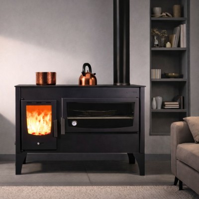 Fogão à lenha Balkan Energy ATS ΜΑSΙΝΑ VERGINA, 10.2kW - Salamandras a lenha com forno