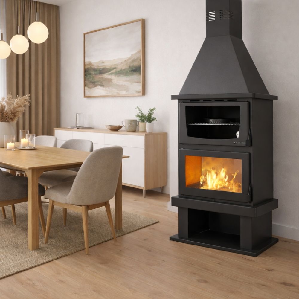 Salamandra a lenha com forno Balkan Energy FS AERO 90-50, 20.12kW | Salamandras a lenha com forno | Salamandras a lenha |