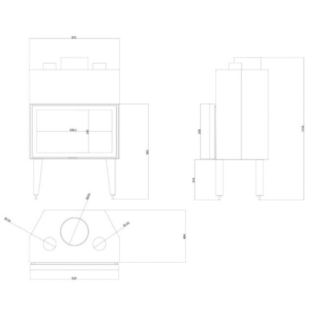 Lareira a lenha Balkan Energy ATS STABLE AIR 800, com condutas de ar, 15.95kW | Lareiras modernas | Lareiras |