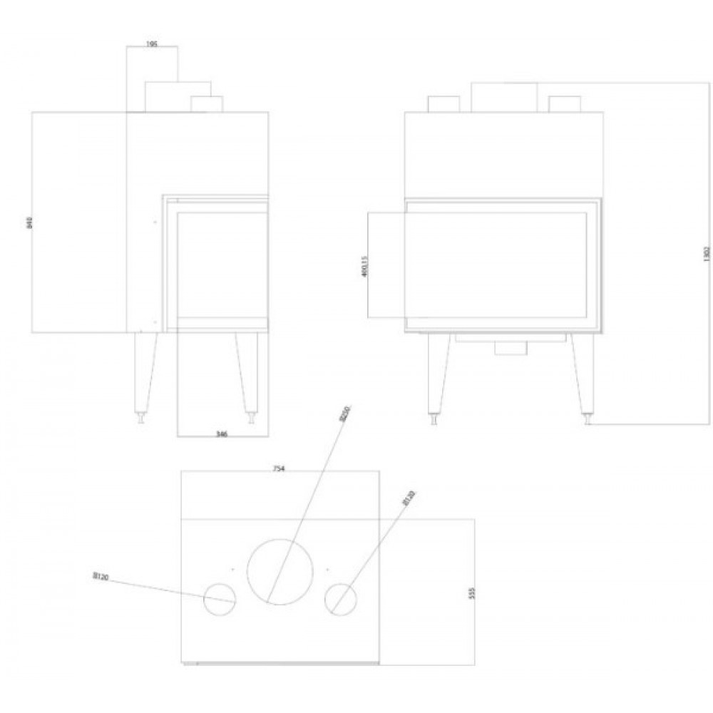 Lareira a lenha Balkan Energy ATS STABLE AIR CORNER 700, com condutas de ar, esquerda, 14.01kW | Lareiras modernas | Lareiras |