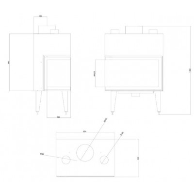 Lareira a lenha Velmora Fire ATS STABLE AIR CORNER 800, com condutas de ar, certa, 15.15kW - Produtos para comparar