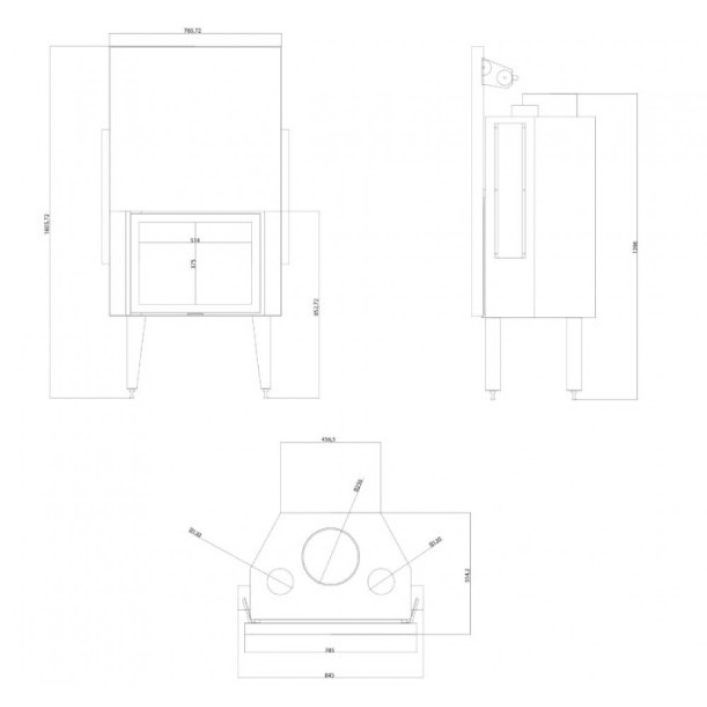 Lareira a lenha Balkan Energy ATS STRAIGHT AIR 700, com condutas de ar, 14.89kW | Lareiras modernas | Lareiras |