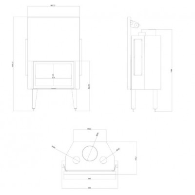 Lareira a lenha Velmora Fire ATS STRAIGHT AIR 800, com condutas de ar, 15.95kW - Produtos para comparar