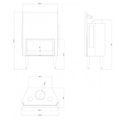Lareira a lenha Velmora Fire ATS STRAIGHT AIR 900, com condutas de ar, 19.95kW - Produtos para comparar