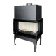 Lareira a lenha UNIFLAM 860 EVO PBS com condutas de ar e alimentação de ar, vidro curvo, lado direito, 15 kW | Lareiras modernas | Lareiras |