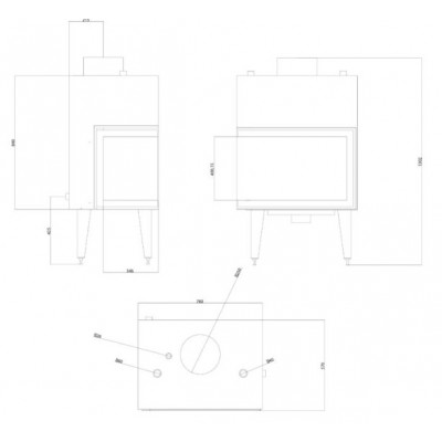 Lareira para aquecimento central Velmora Fire ATS STABLE HYDRO CORNER 700, esquerda, 19.56kW - Velmora Fire