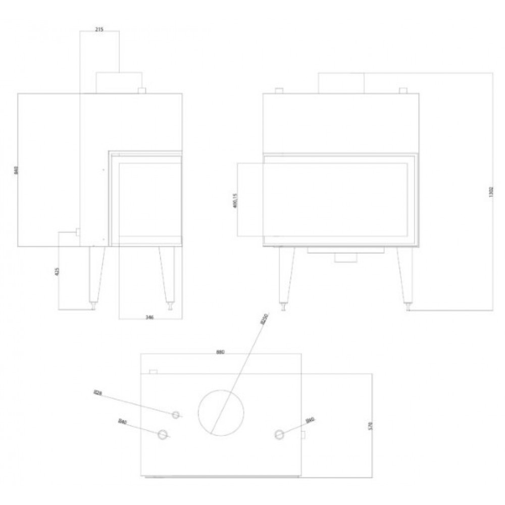 Lareira para aquecimento central Balkan Energy ATS STABLE HYDRO CORNER 800, esquerda, 24.58kW | Lareiras para aquecimento central | Lareiras |