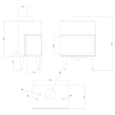 Lareira para aquecimento central Velmora Fire ATS STABLE HYDRO CORNER 800, esquerda, 24.58kW - Velmora Fire