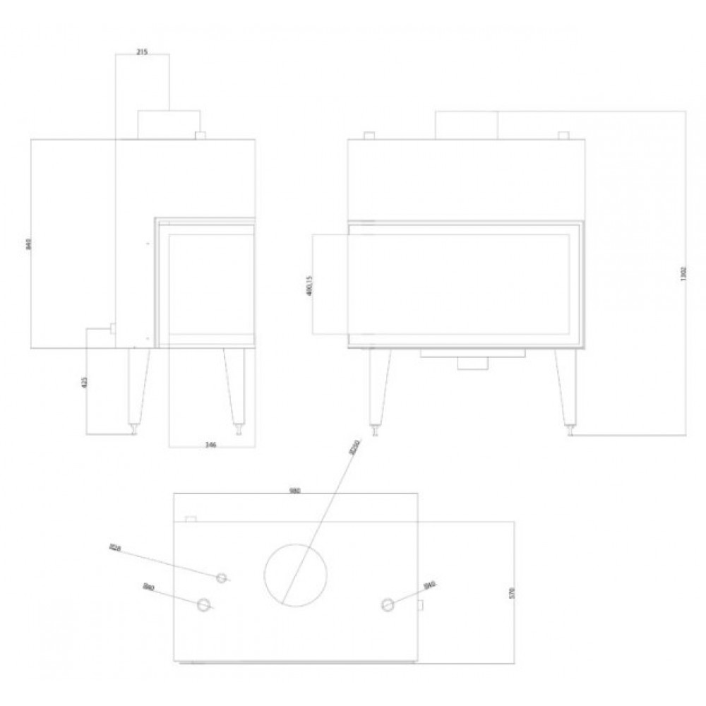 Lareira para aquecimento central Balkan Energy ATS STABLE HYDRO CORNER 900, esquerda, 27.23kW | Lareiras para aquecimento central | Lareiras |