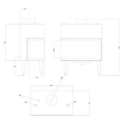 Lareira para aquecimento central Velmora Fire ATS STABLE HYDRO CORNER 900, esquerda, 27.23kW - Velmora Fire