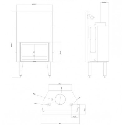 Lareira para aquecimento central Velmora Fire ATS STRAIGHT HYDRO 800, 29.58kW - Velmora Fire