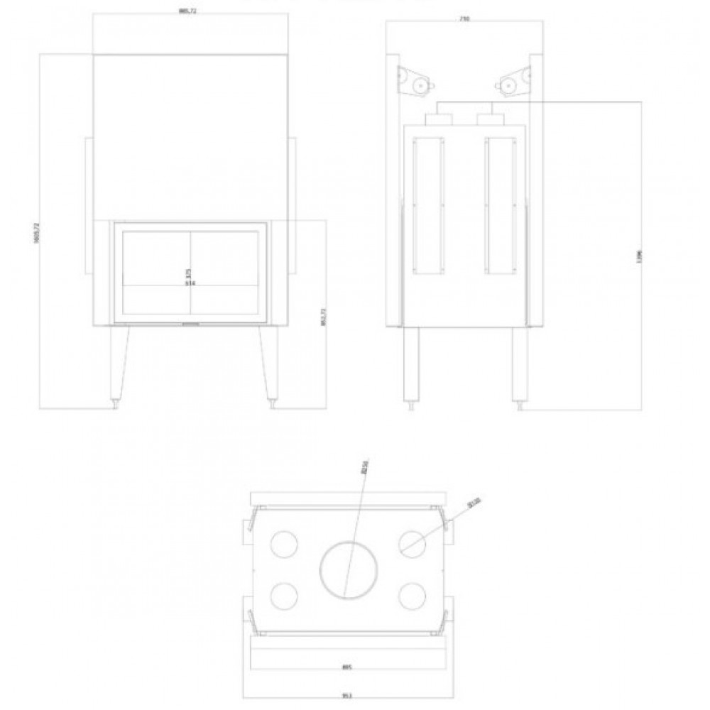 Lareira a lenha Balkan Energy ATS TUNNEL AIR 800, com condutas de ar, 16.1kW | Lareiras modernas | Lareiras |