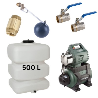 Kit “Água Potável 500L” com depósito para água Mavil (branco, retangular) e bomba de hidrofóro Metabo - Produtos para comparar