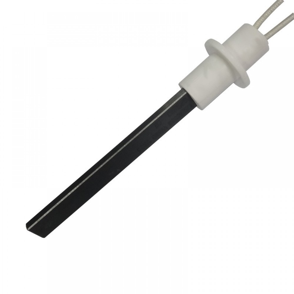 Resistência para salamandra a pellets com cristal de quartzo preto Ravelli, Moretti Design, Karmek One, BURNiT e outras, comprimento total 127 mm, 400W | Resistências para salamandrs a pellets | Peças de salamandra a pellets |