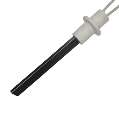 Resistência para salamandra a pellets com cristal de quartzo preto Ravelli, Anselmo Cola, Moretti Design, Opera, Karmek One e outras, comprimento total 125 mm, 330W - Resistências para salamandrs a pellets