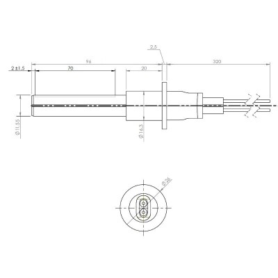 Resistência cerâmica para salamandra a pellets MCZ, RED e outras, comprimento total 107 mm, 315W - Resistências para salamandrs a pellets